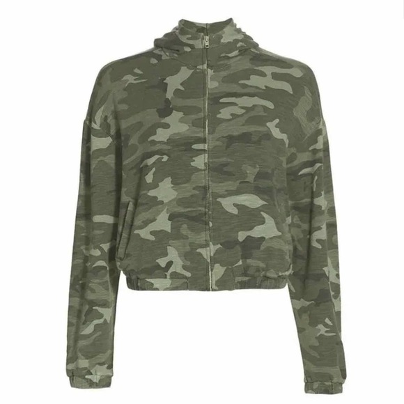 MONROW Urban Camo Zip-Up Crop Casual Hoodie Size XS - Picture 1 of 12